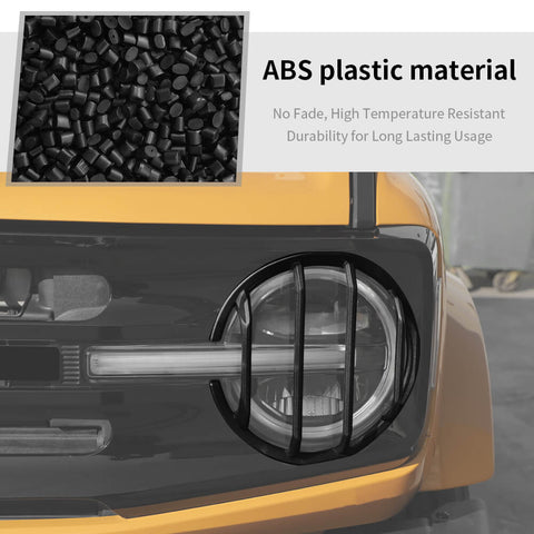 For 2021+ Ford Bronco Front Headlight Trim Cover Guard Protect