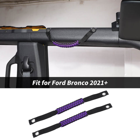 For 2021+ Ford Bronco Orange Top Bar Grab Handles Paracord