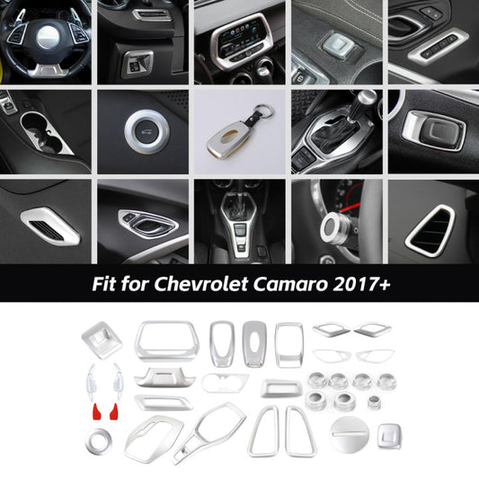 28 x Interior Center Console Full Trim Cover Kit For Chevrolet Camaro 2017+ Silver Accessories | CheroCar