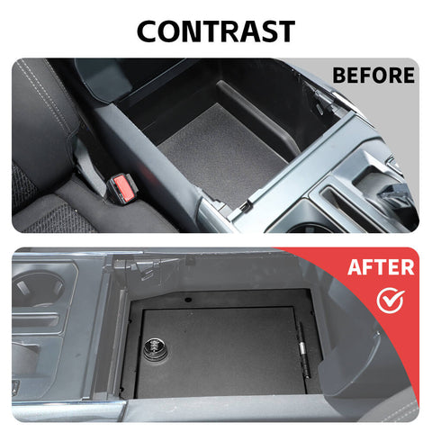 For 2021+ Ford F150 Car Lockable Console Armrest Safe Storage Box Combination Lock