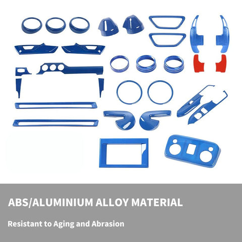 For 2015+ Ford Mustang 28 x Interior Full Set Decoration Cover Trim Kit Blue