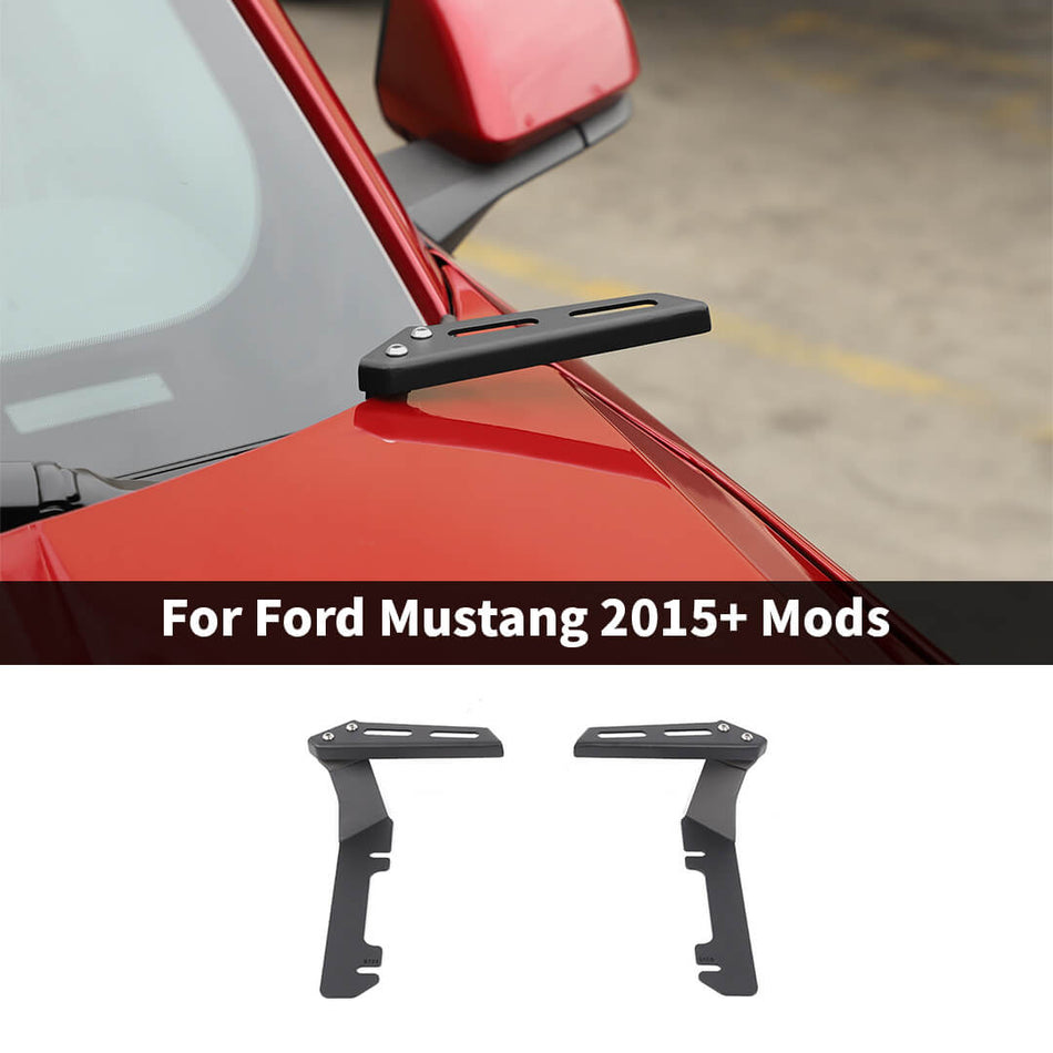 For 2015+ Ford Mustang Engine Hood Ditch Cowl Panel LED Light Pod Mount Bracket (2 pcs)