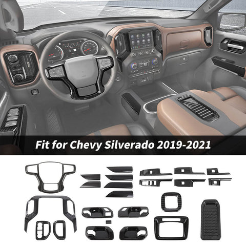 For 2019-2021 Chevy Silverado 24 x Inner Center Console Dash Cover Trim kit