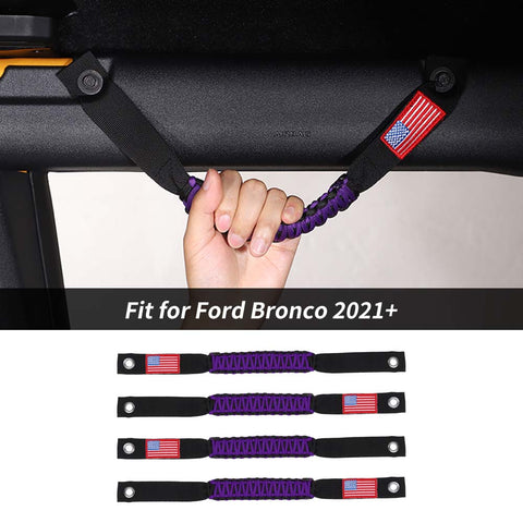 4 x Roll Bar Roof Top Grab Handles Grip For Ford Bronco 2021+ US Flagh Accessories | CheroCar