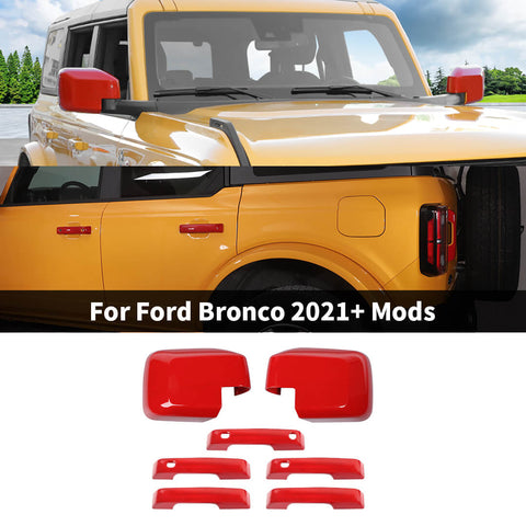 For 2021+ Ford Bronco Exterior Side RearView Mirror Shell Door Handle Trim Cover Kit
