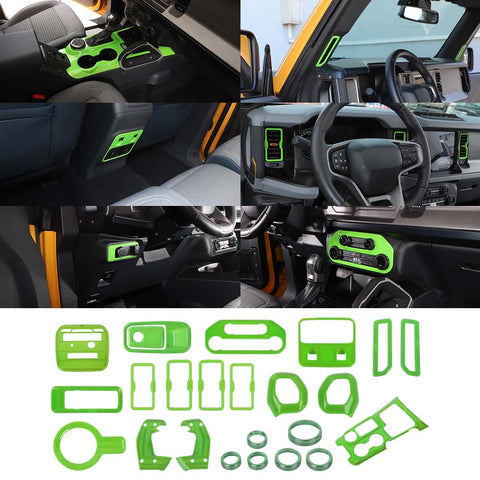 24 x Interior Center Console Trim Cover Kit For Ford Bronco 2021+ Green Accessories | CheroCar