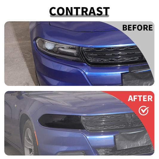 For Dodge Charger 2015+ Front Headlight Headlamp Protection Decoration Cover Trim