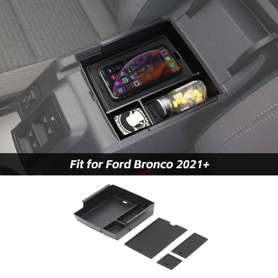 For 2021+ Ford Bronco Car Center Armrest Storage Box Organizer Tray