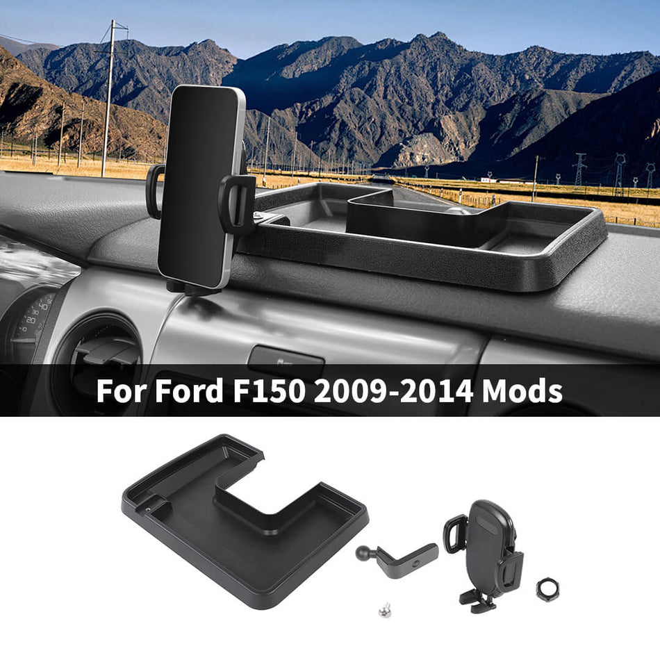For 2009-2014 Ford F150 Raptor Central Dashboard Phone Holder Mount Storage Box Tray