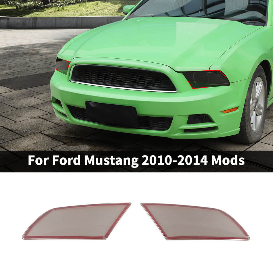 For 2010-2014 Ford Mustang Exterior Front Headlight Decor Trim Cover Smoked Black