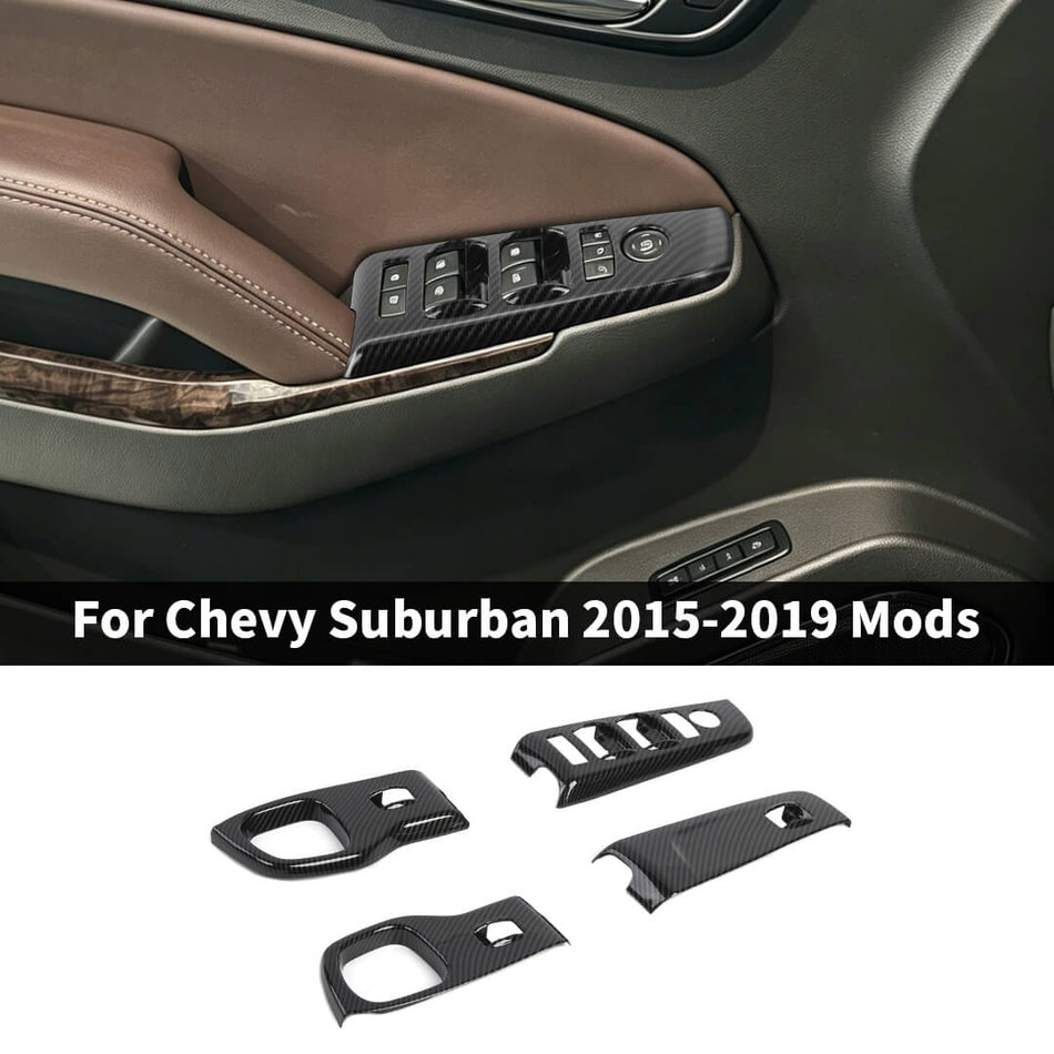 For 2015-2019 Chevy Suburban/Tahoe/GMC-YUKON Car Window Lift Switch Panel Cover Trim (4 pcs)