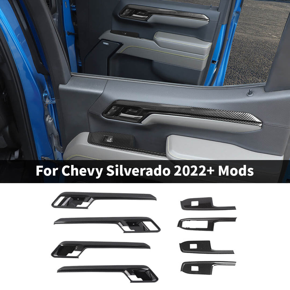 For 2022+ Chevy Silverado/GMC-SIERRA Inner Car Door Handle Window Lift Switch Panel Trim Cover (8 pcs)