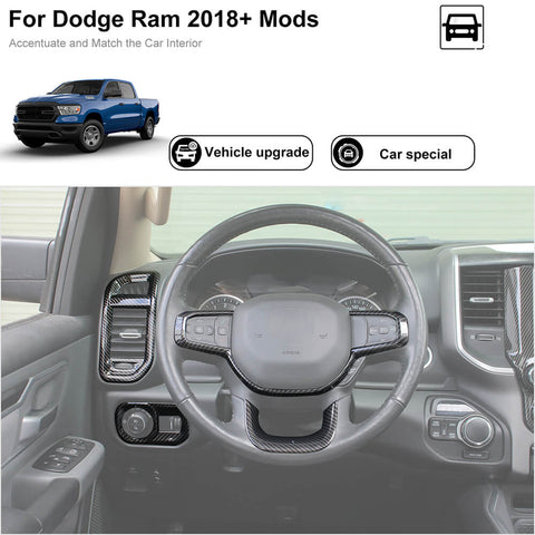 For 2018+ Dodge RAM Interior Steering Wheel Navigation Cover Trim Cover Kit