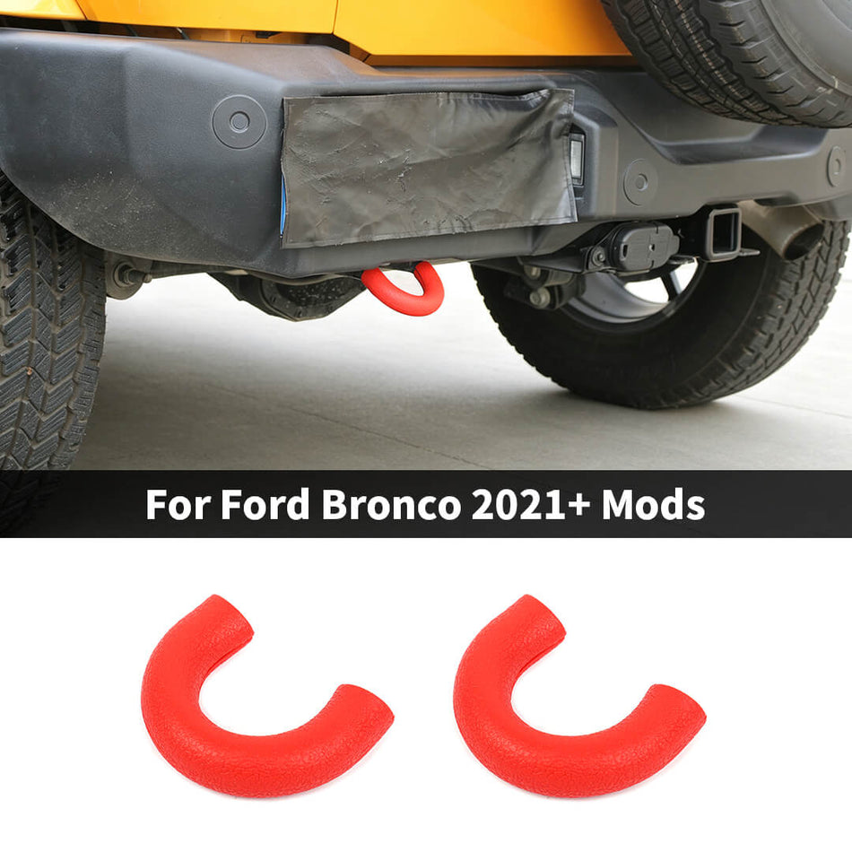 For 2021+ Ford Bronco Rear Bumper Tow Hook D Ring Covers Rubber Sleeve Protectors