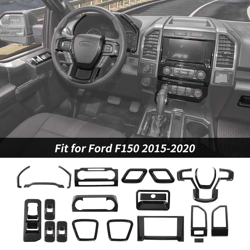 For 2015-2020 Ford F150 21PCS Carbon Fiber Interior Decoration Cover Trim Kits – 8” Touchscreen (Sync 3 Only)