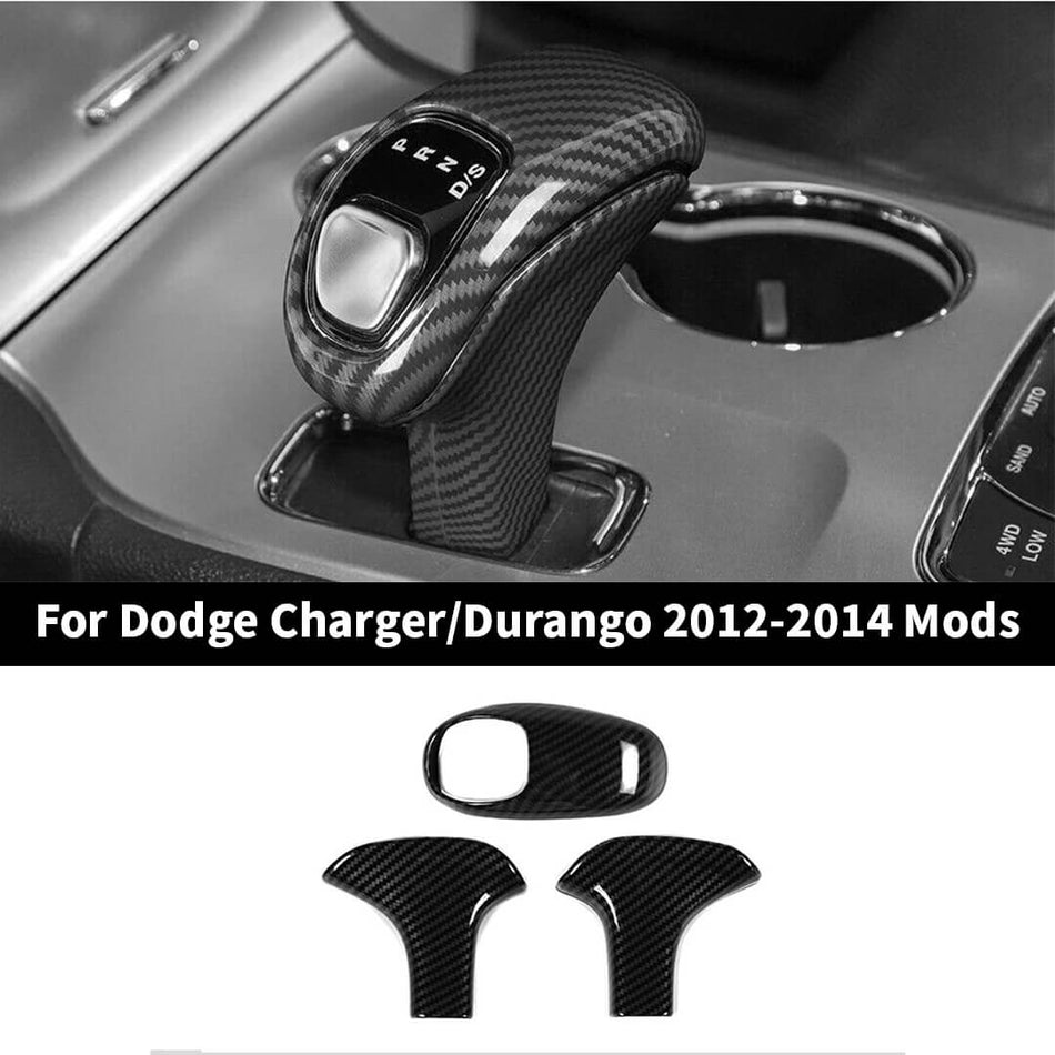 For 2012-2014 Dodge Charger/Durango Interior Center Console Gear Shift Head Knob Trim Cover (3 pcs)