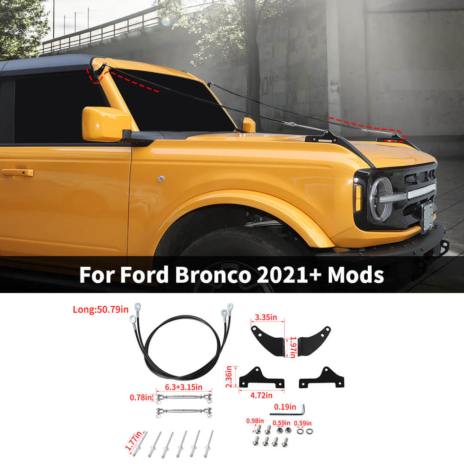 For 2021+ Ford Bronco Engine Hood Branch Heavy Duty Adjust Limb Riser Rope