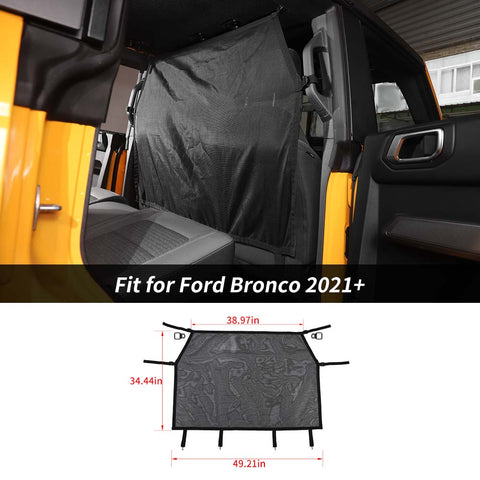 For 2021+ Ford Bronco Rear Seat Trunk Mesh Cargo Isolation Net Mesh