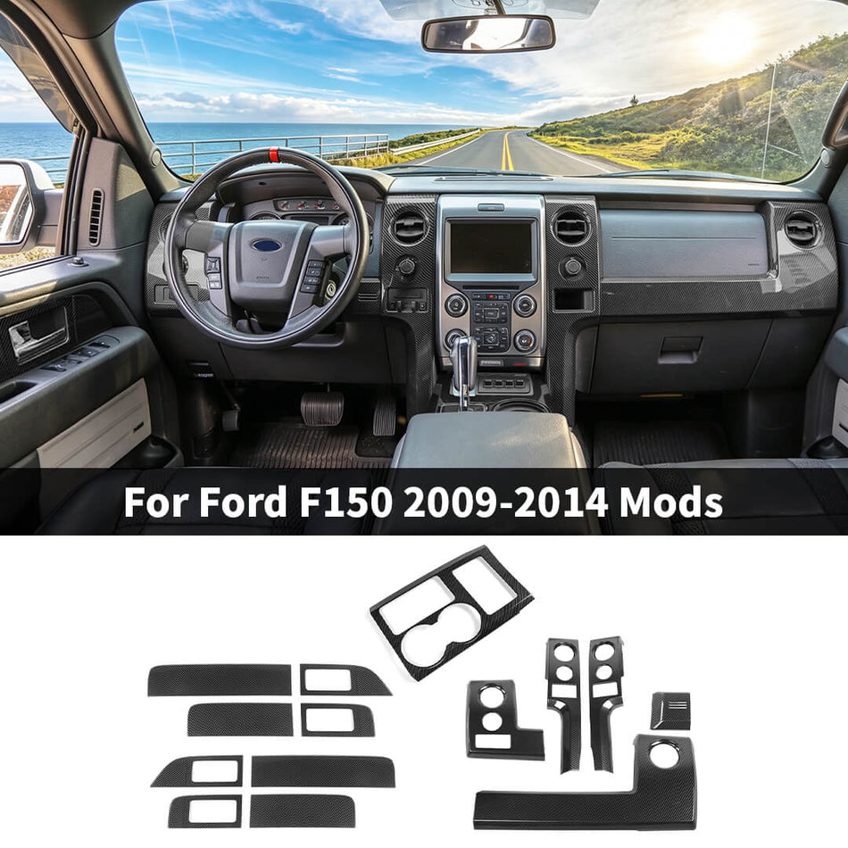 For 2009-2014 Ford F150 Raptor Interior Center Console Trim Cove Kit (14 pcs)