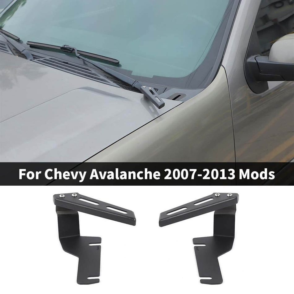 For 2007-2013 Chevy Avalanche Engine Hood Hinge Light Lamp Bracket Ditch Mount Stand (2 pcs)