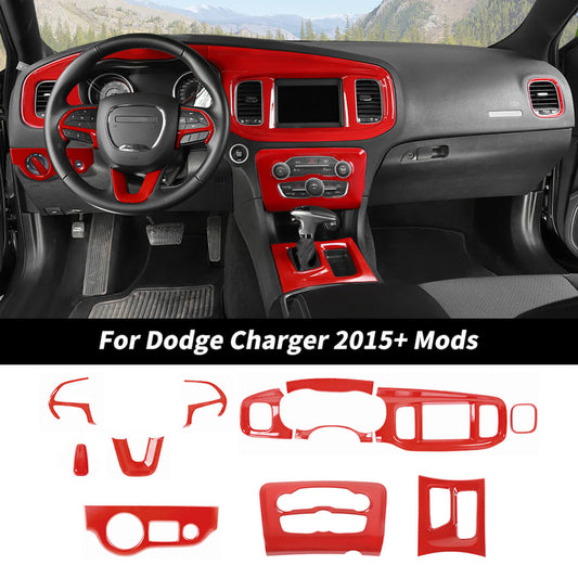 For 2015+ Dodge Charger Interior Center Console Trim Cover Kit