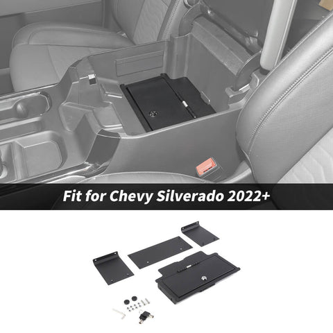 For 2022+ Chevy Silverado/GMC Sierra Center Console Armrest Interior Safe Box