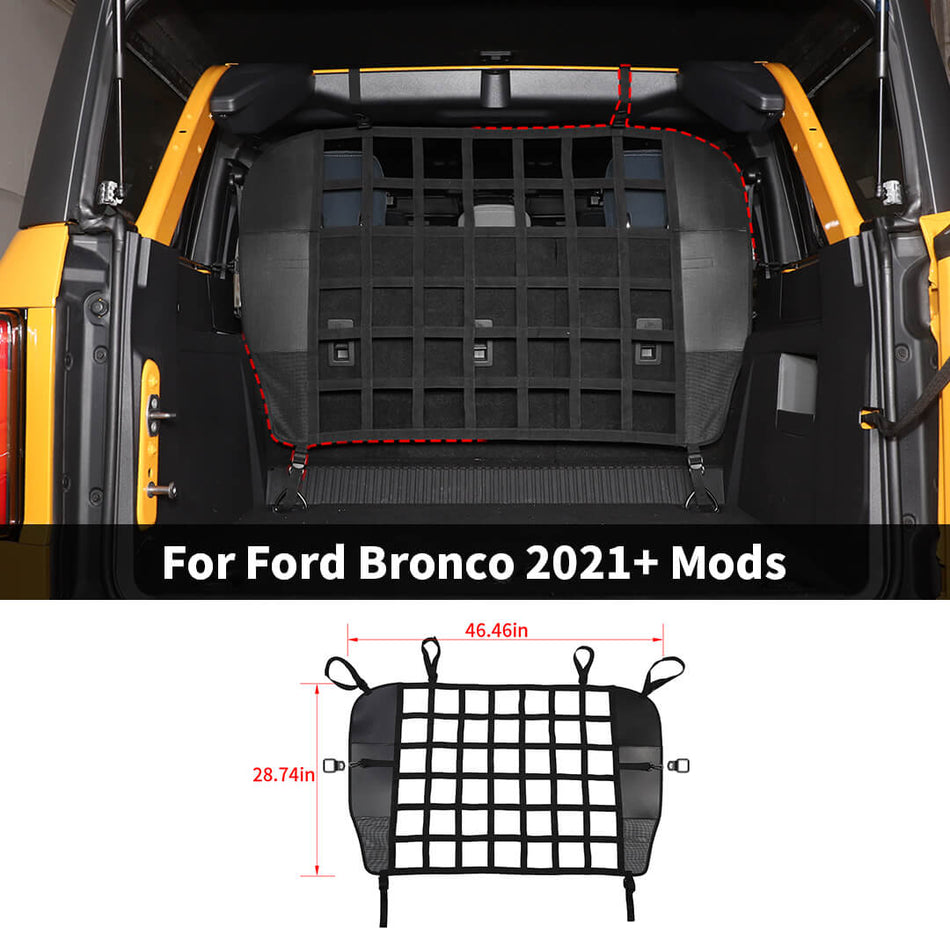 For 2021+ Ford Bronco 4 Door Rear Trunk Isolation Net Organizer Cargo Net Cover