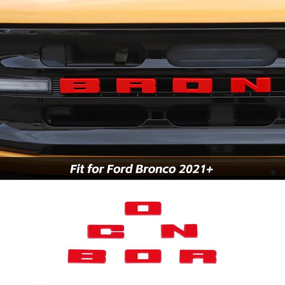For 2021+ Ford Bronco Grille Emblem Letter Overlay Decal Decor Cover Trim