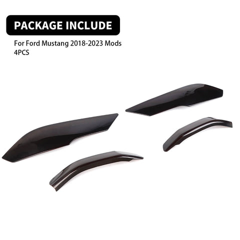 For 2018-2023 Ford Mustang Smoked Black Front Lamp Covers Fog & Head Light Trim Cover
