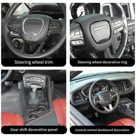 For 2015+ Dodge Challenger 9x Car Interior Dashboard Gear Panel Decor Cover Trim Kit Accessories