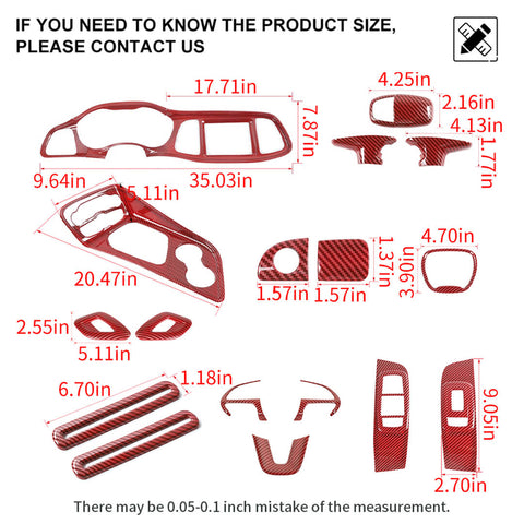 For 2015+ Dodge Challenger Interior Center Console Decor Cover Trim Kit