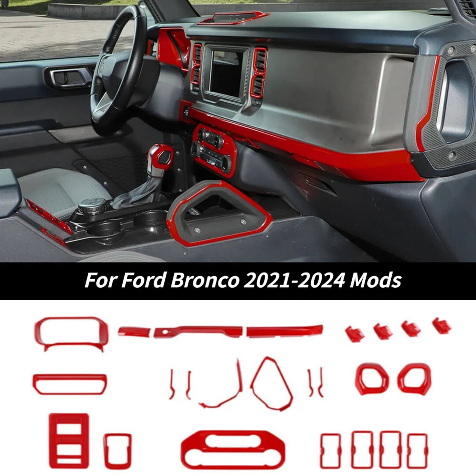 For 2021-2024 Ford Bronco Interior Center Console Trim Cover Kit (24 pcs)