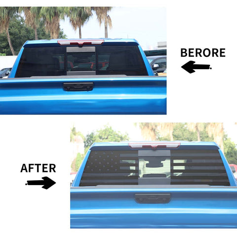 For 2019+ Chevy Silverado Rear Window Sticker Decal Trim US Flag