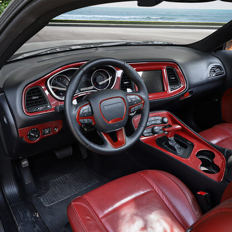 For 2015+ Dodge Challenger Interior Center Console Decor Cover Trim Kit