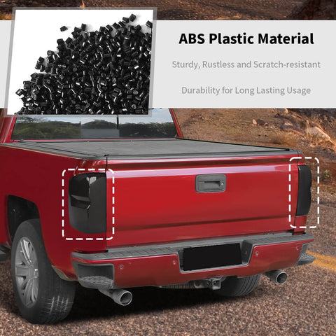 For 2014-2018 Chevy Silverado Side Rear Tail Light Lamp Cover Trim Decor Smoke Black