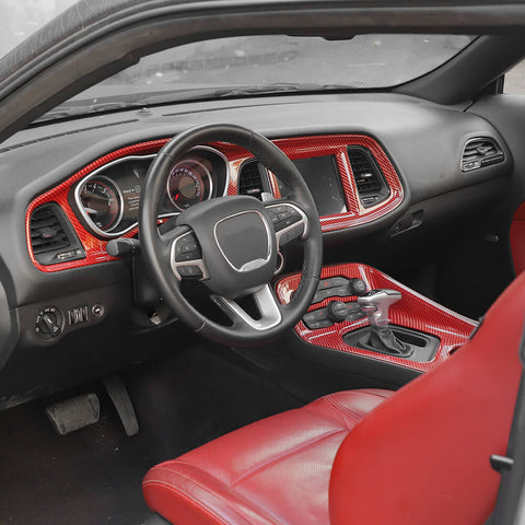 For 2015+ Dodge Challenger Central Control Dashboard & Gear Shift Panel Cover Trim