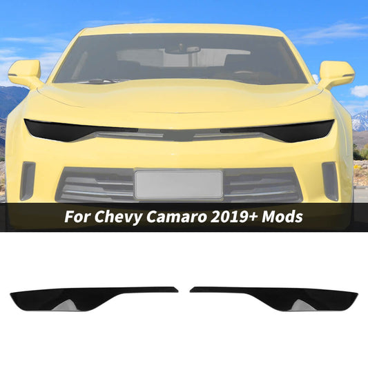For 2019+ Chevy Camaro Smoket Black Front Headlight Panel Cover Trim