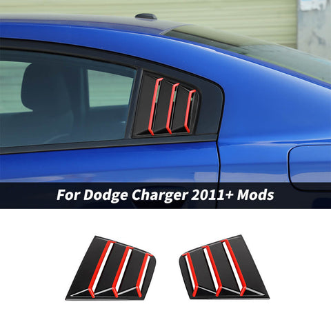 For 2011+ Dodge Charger Rear Side Window Louvers Air Vent Scoop Shades Cover Blinds