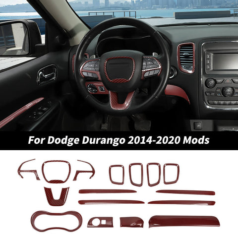 For 2014-2020 Dodge Durango Interior Center Console Dash Set Decor Cover Trims Kit