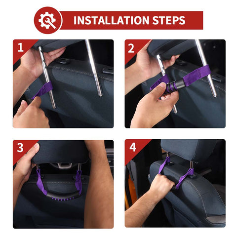 Car Rear Seat Back Headrest Grab Handle Set For Universal Car Accessories | CheroCar