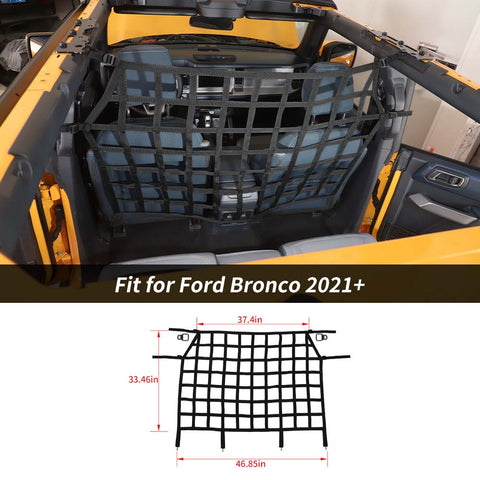 For 2021+ Ford Bronco Rear Seat Trunk Mesh Cargo Isolation Net Mesh