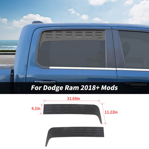 For 2018+ Dodge RAM Front Rear Window Glass Louver Ventilation Panel Air Vent Plate
