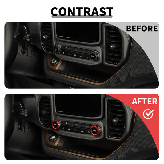 For 2021+ Ford Bronco Sport Interior Console Audio Voice Tune Switch Knob Trim Ring (2 pcs)