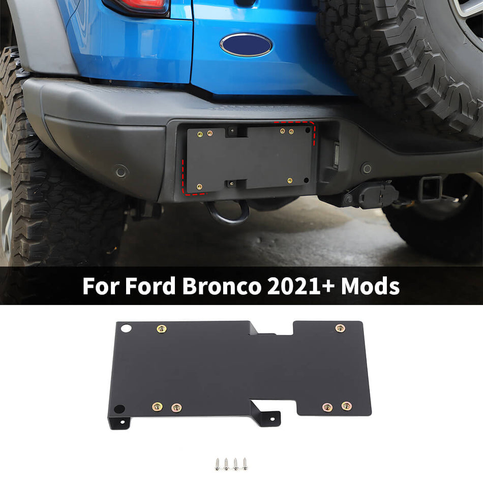 For 2021+ Ford Bronco Rear License Plate Frame Holder Mount Black