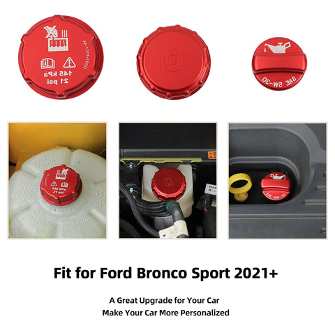 Engine Brake Oil Fluid & Water Tank Cap Cover Trim For Ford Bronco/Bronco Sport 2021+ Accessories | CheroCar