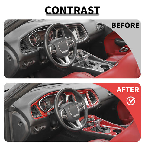 For 2015+ Dodge Challenger Central Control Dashboard & Gear Shift Panel Cover Trim