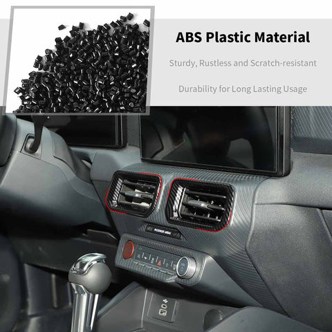 For Ford 2024+  Mustang Center Console Air Vent Trim Rings Carbon Fiber Pattern