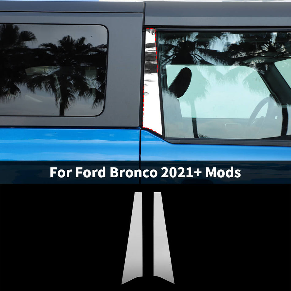 For 2021+ Ford Bronco 2 Door Version Car Window Central Pillar Sticker Trim Panel Cover (2 pcs)