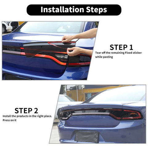 Front & Rear Headlight Taillight Decor Cover Kit For Dodge Charger 2015+ Smoked Black Accessories | CheroCar