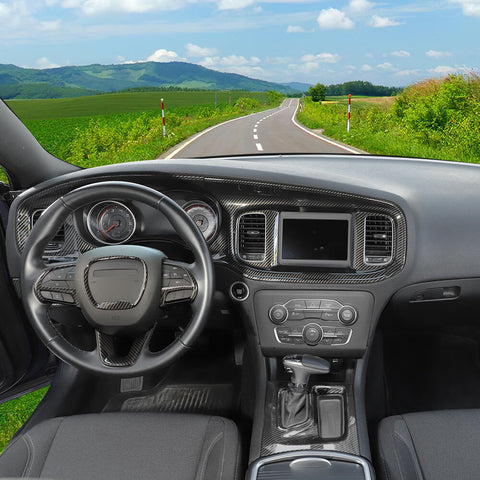 For 2015+ Dodge Charger Center Console Steering Wheel Dash Panel Cover Trim